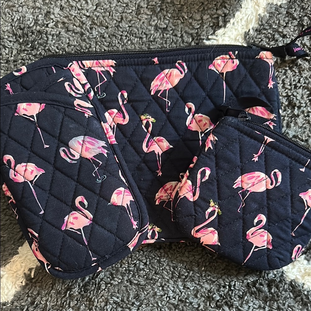 Vera Bradley Flamingo Print Accessory Set - Pink and Black